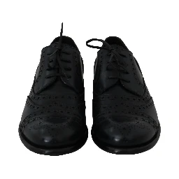 Dark Blue Leather Wingtip Oxford Dress Shoes