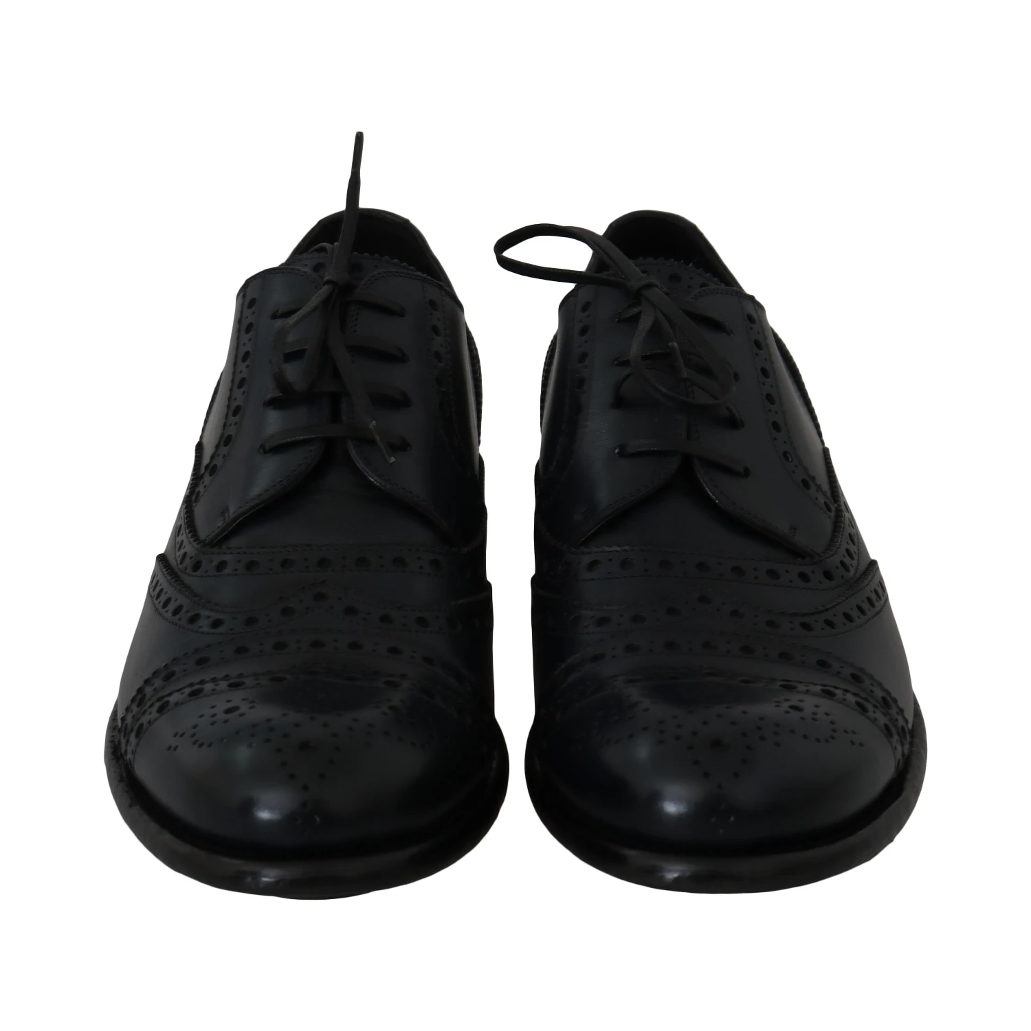 Dark Blue Leather Wingtip Oxford Dress Shoes