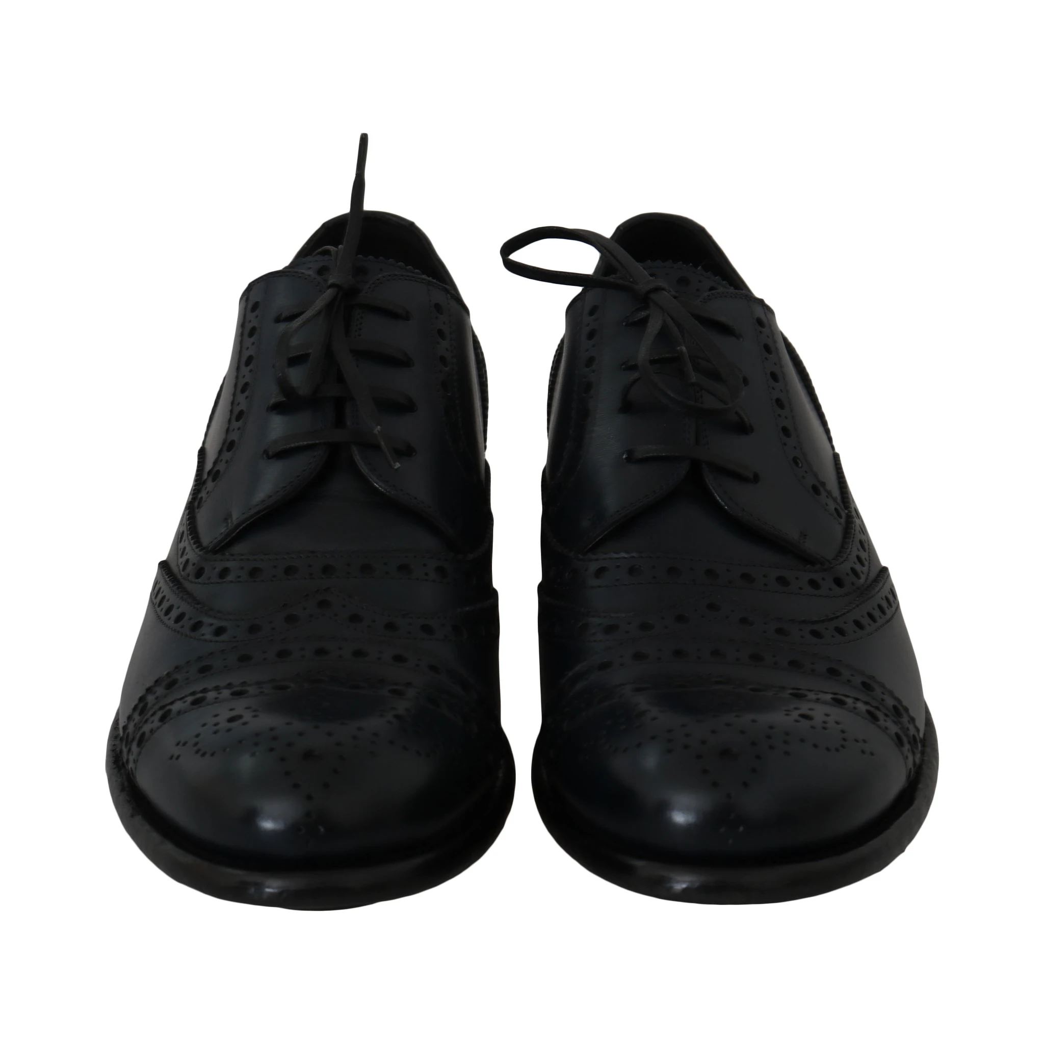 Dark Blue Leather Wingtip Oxford Dress Shoes