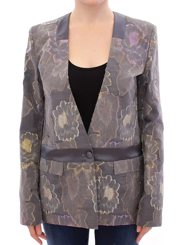 Multicolor Silk Floral Cotton Blazer