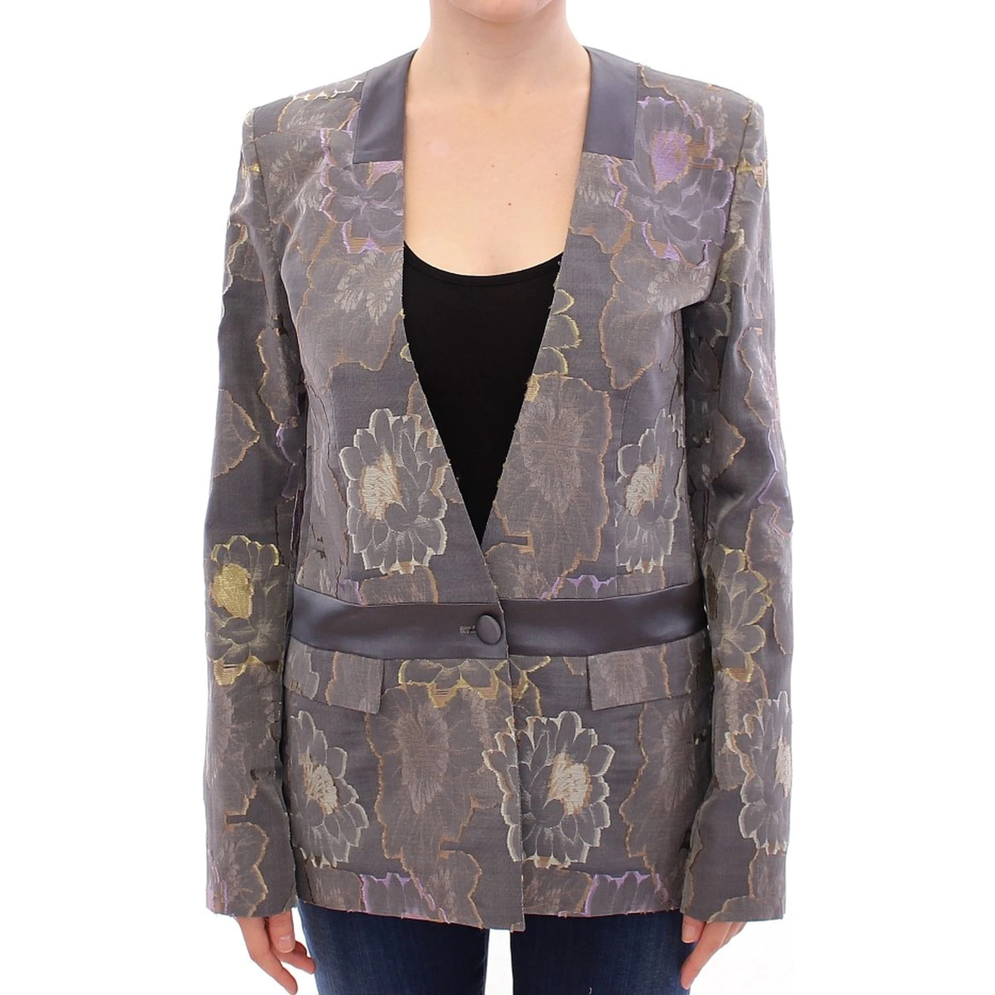 Multicolor Silk Floral Cotton Blazer