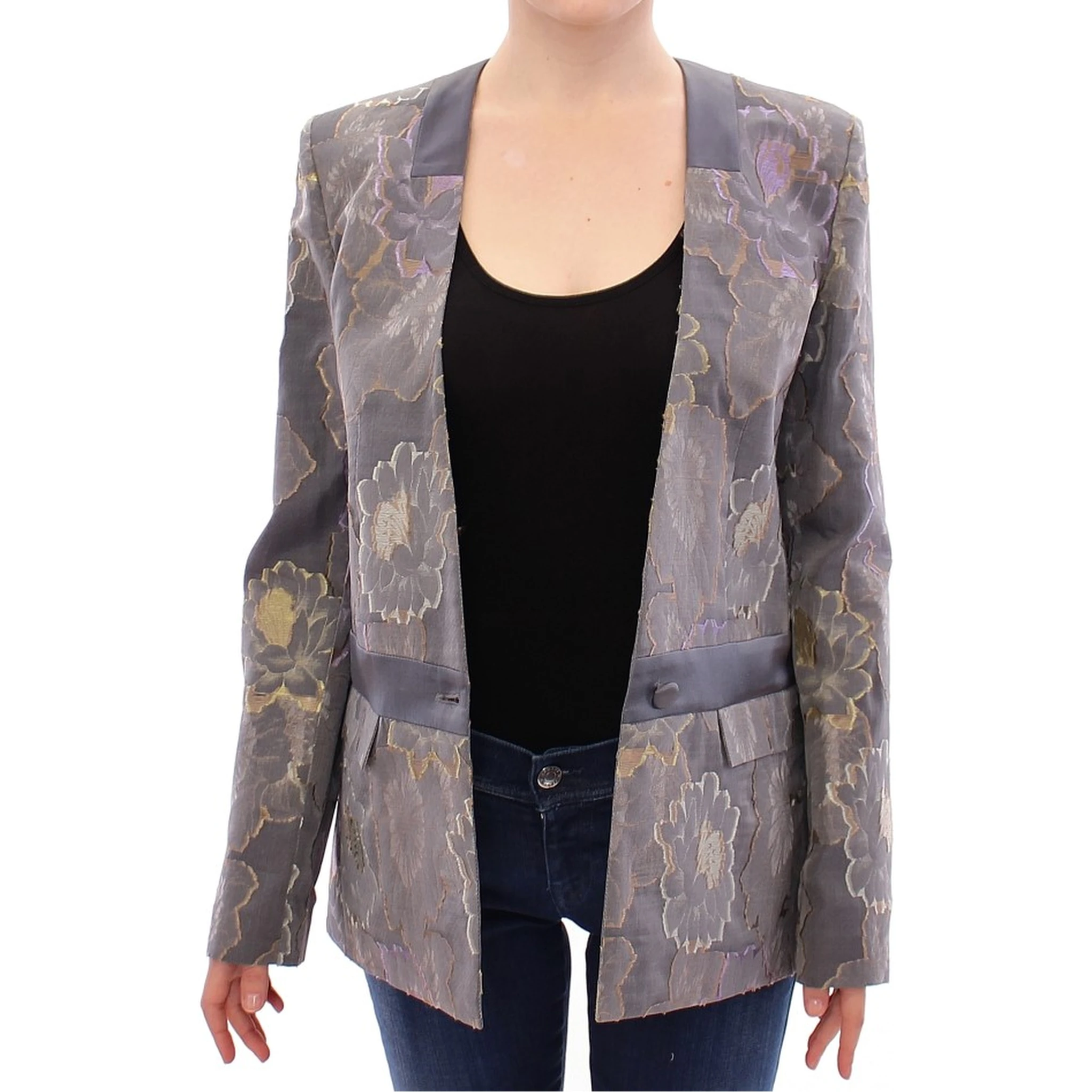 Multicolor Silk Floral Cotton Blazer