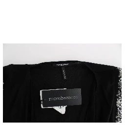 Black Embellished Jersey Mini Sheath Short Dress