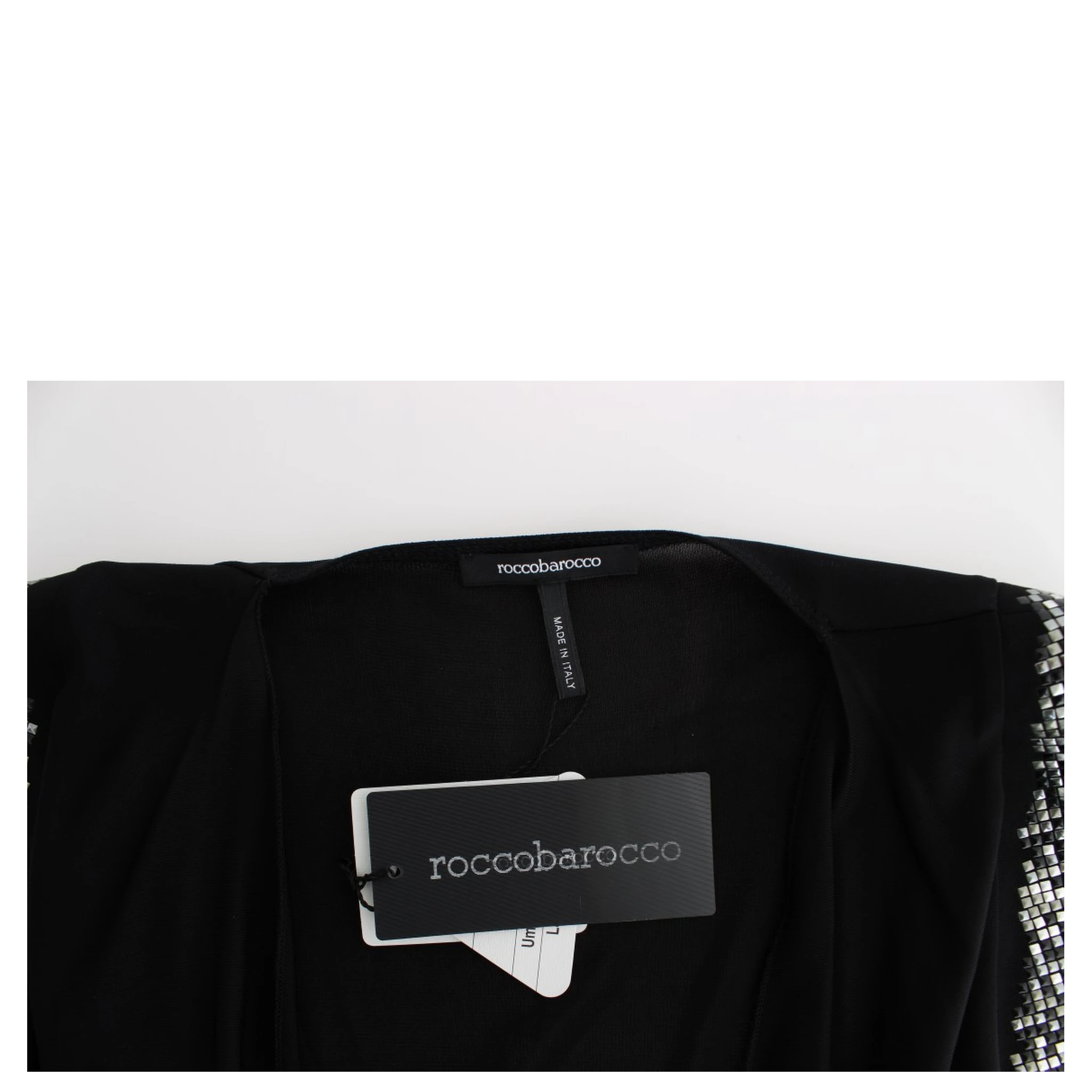 Black Embellished Jersey Mini Sheath Short Dress