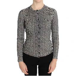 Black White Wool Top Cardigan Sweater