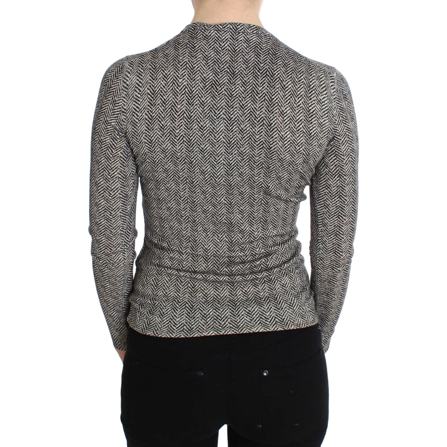 Black White Wool Top Cardigan Sweater