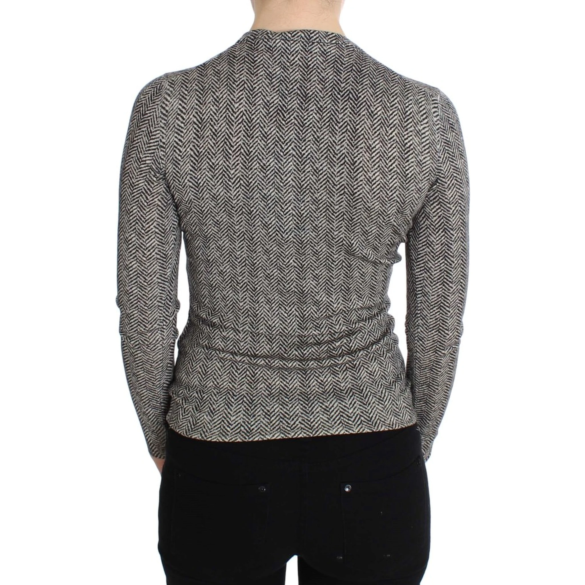 Black White Wool Top Cardigan Sweater