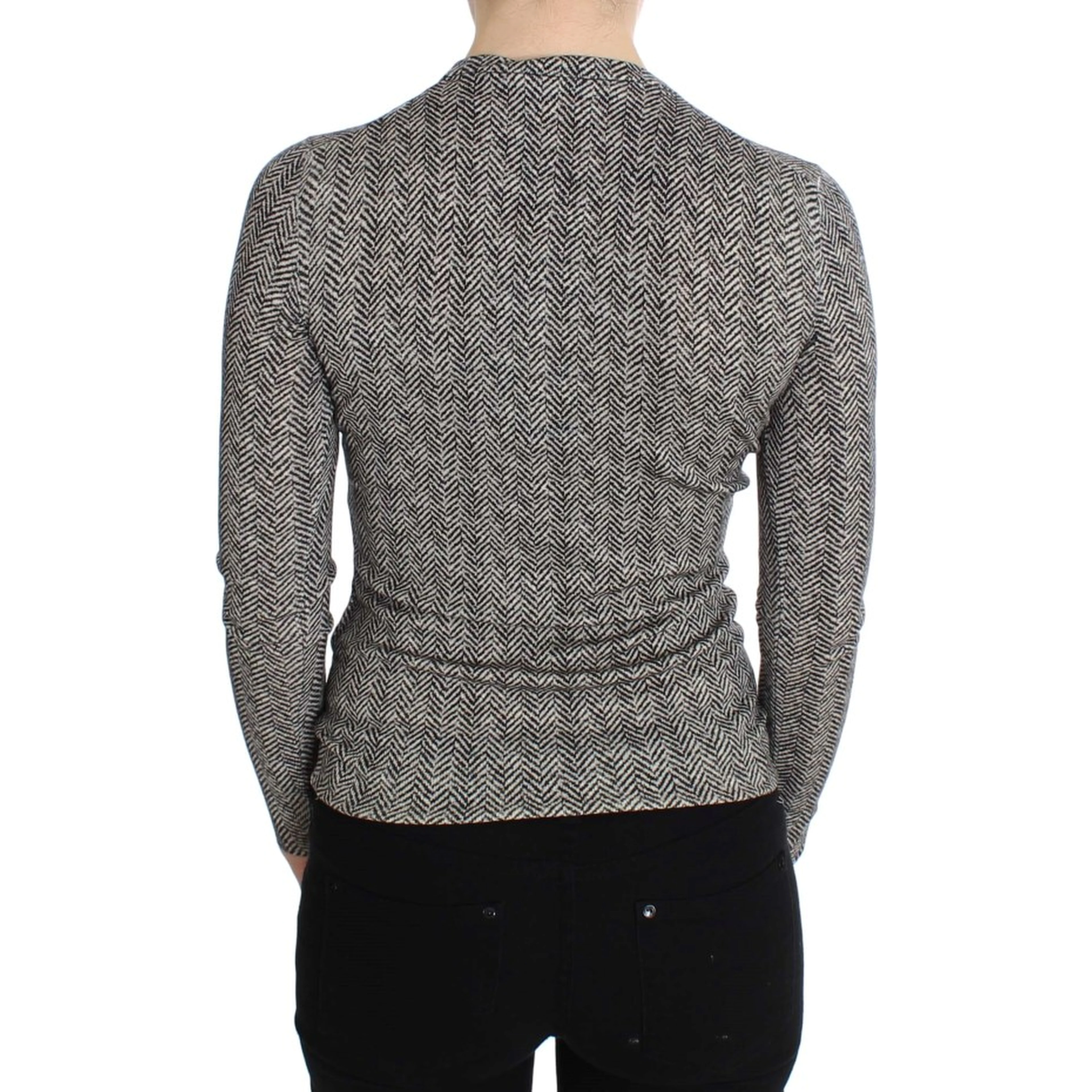 Black White Wool Top Cardigan Sweater