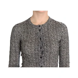 Black White Wool Top Cardigan Sweater