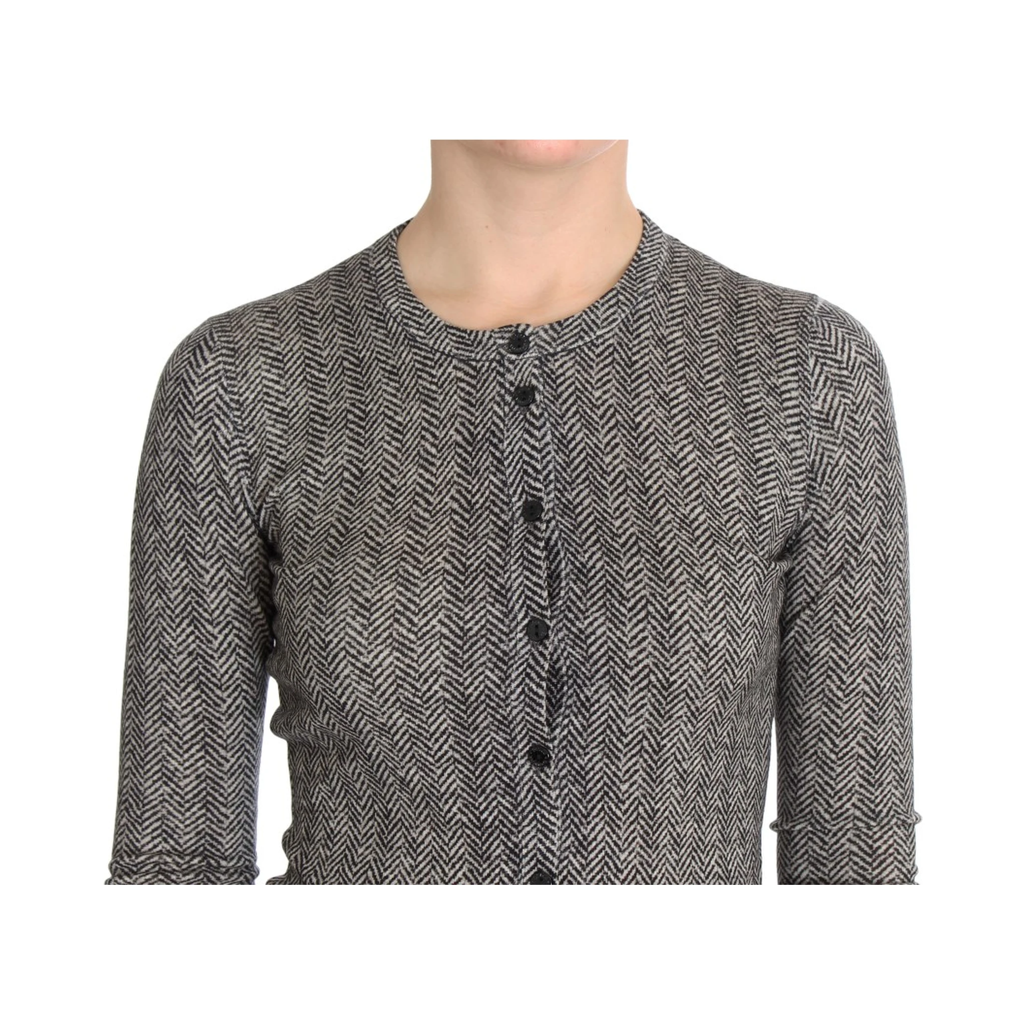 Black White Wool Top Cardigan Sweater