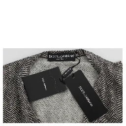 Black White Wool Top Cardigan Sweater