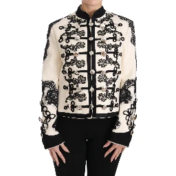 White Wool Black Floral Baroque Jacket