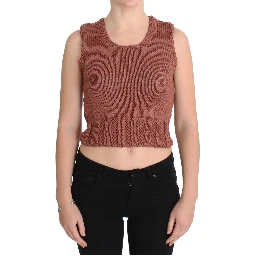 Red Cotton Blend Knitted Sleeveless Sweater