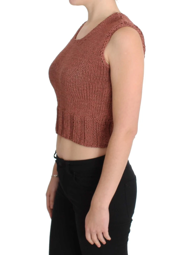 Red Cotton Blend Knitted Sleeveless Sweater alternative