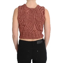 Red Cotton Blend Knitted Sleeveless Sweater