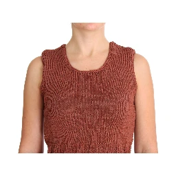 Red Cotton Blend Knitted Sleeveless Sweater