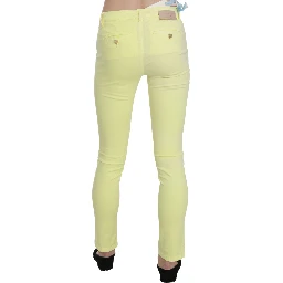 Yellow Cotton Stretch Low Waist Skinny Casual Trouser Pants