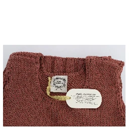 Red Cotton Blend Knitted Sleeveless Sweater