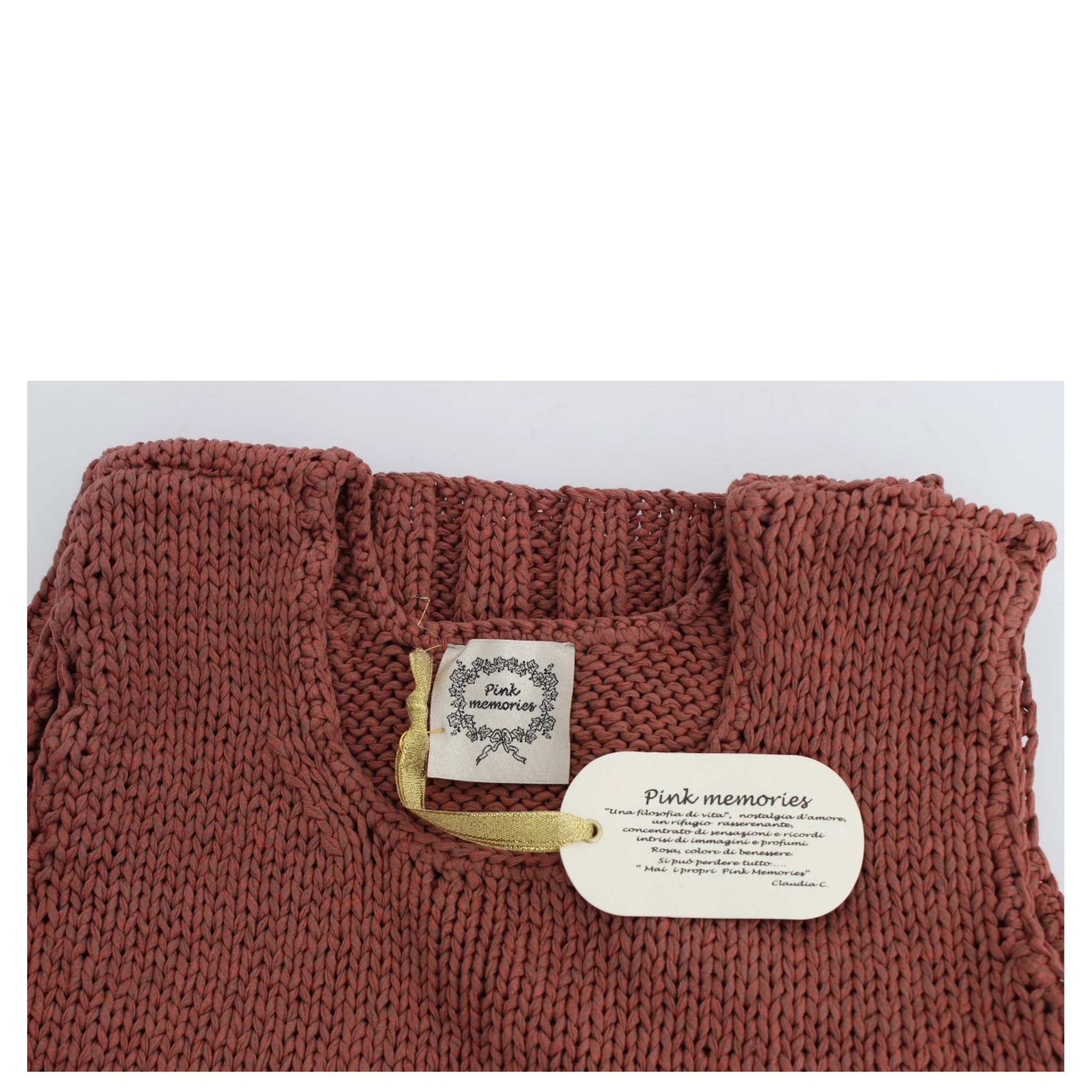 Red Cotton Blend Knitted Sleeveless Sweater