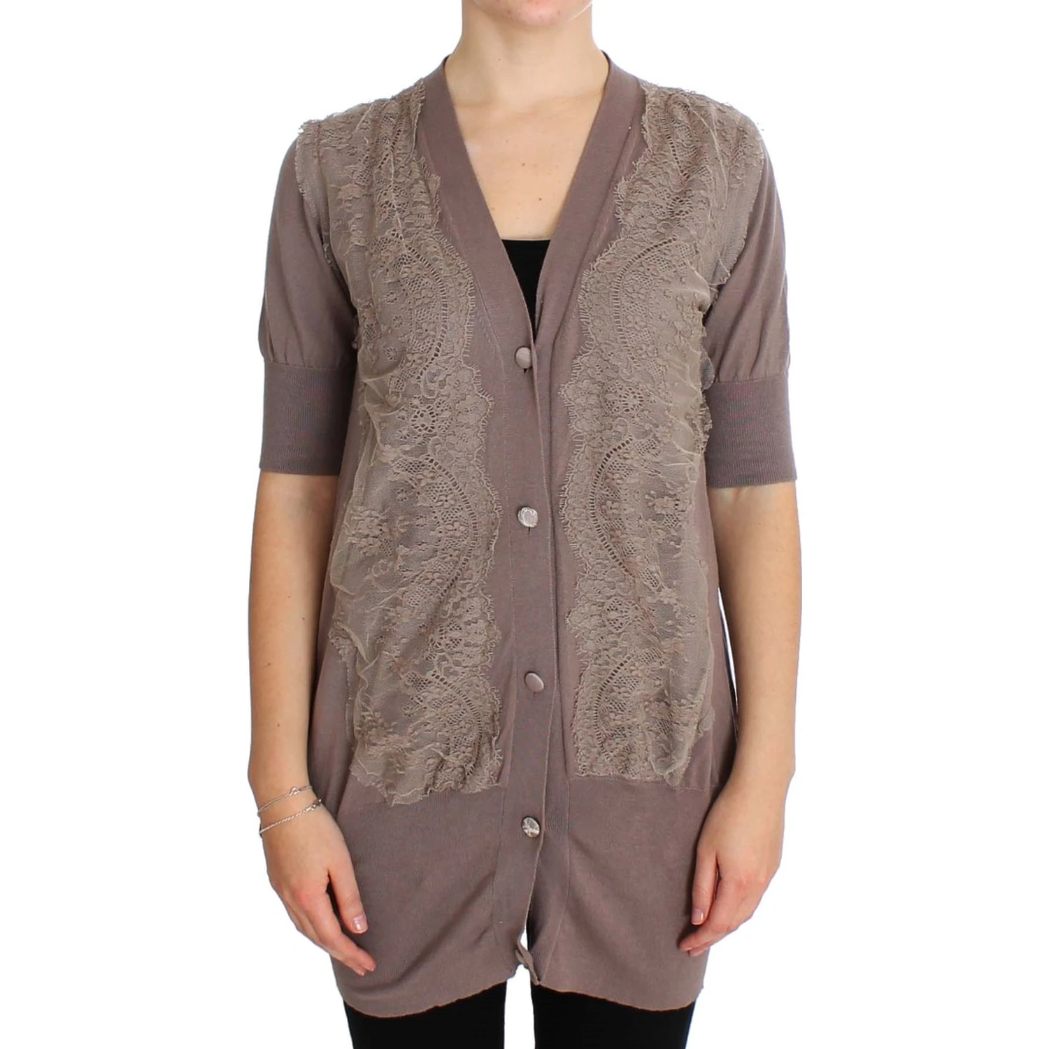 Purple Lace Cotton Cardigan Sweater