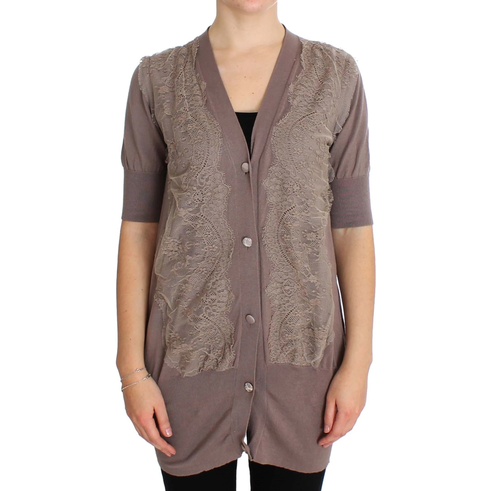 Purple Lace Cotton Cardigan Sweater