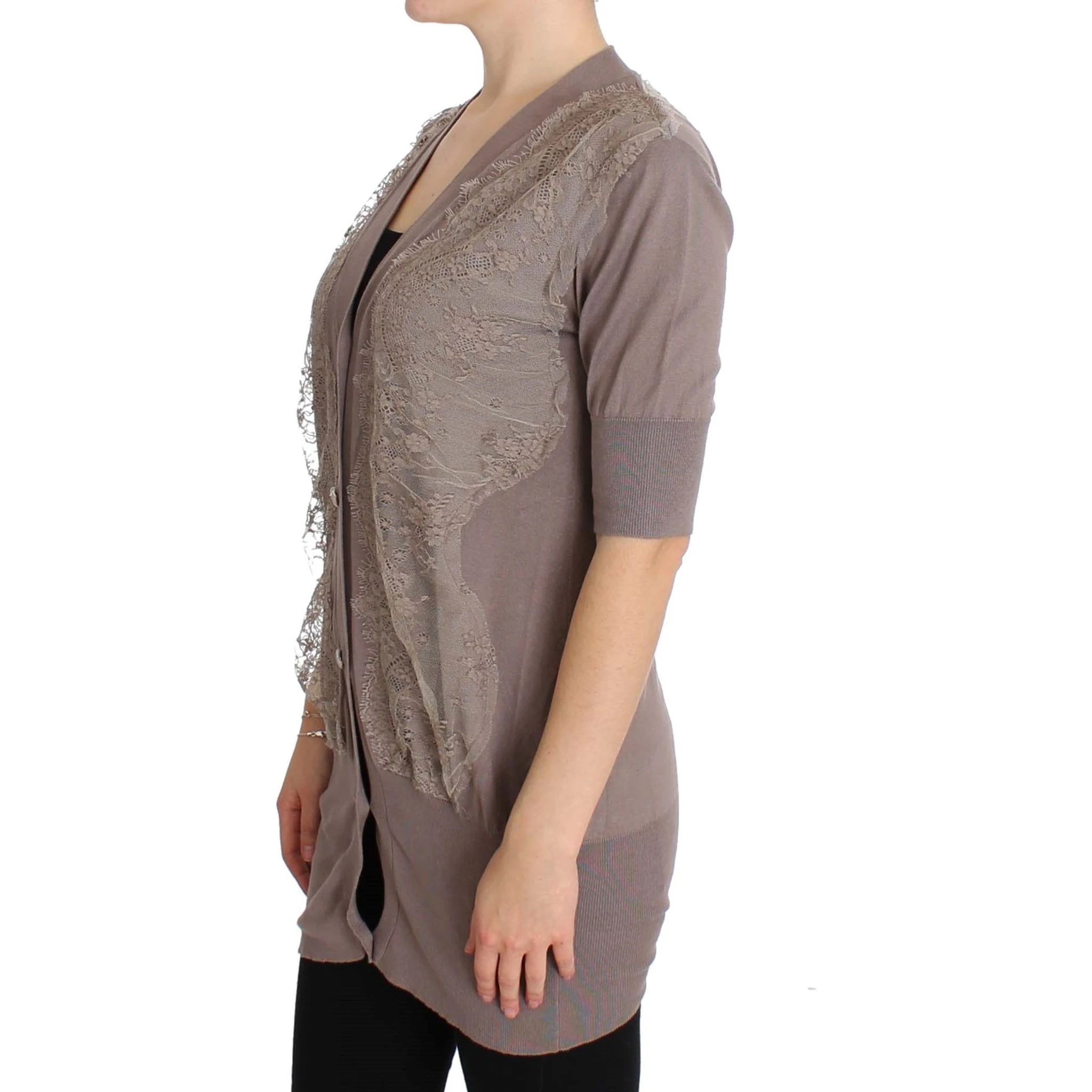 Purple Lace Cotton Cardigan Sweater