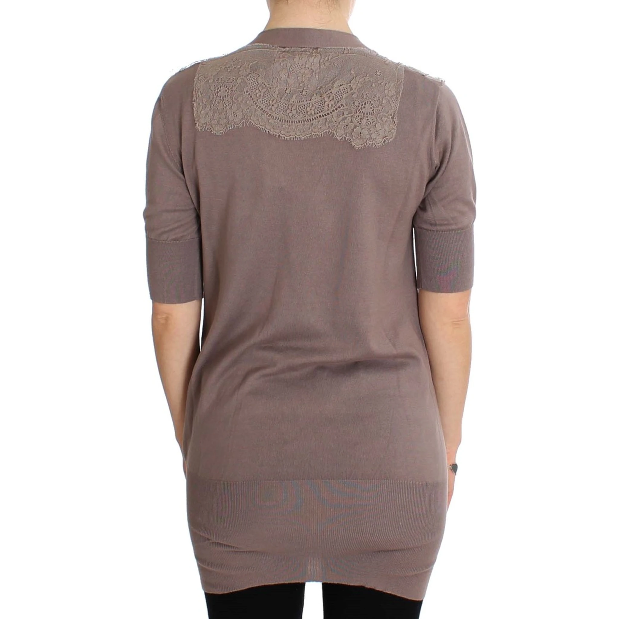 Purple Lace Cotton Cardigan Sweater