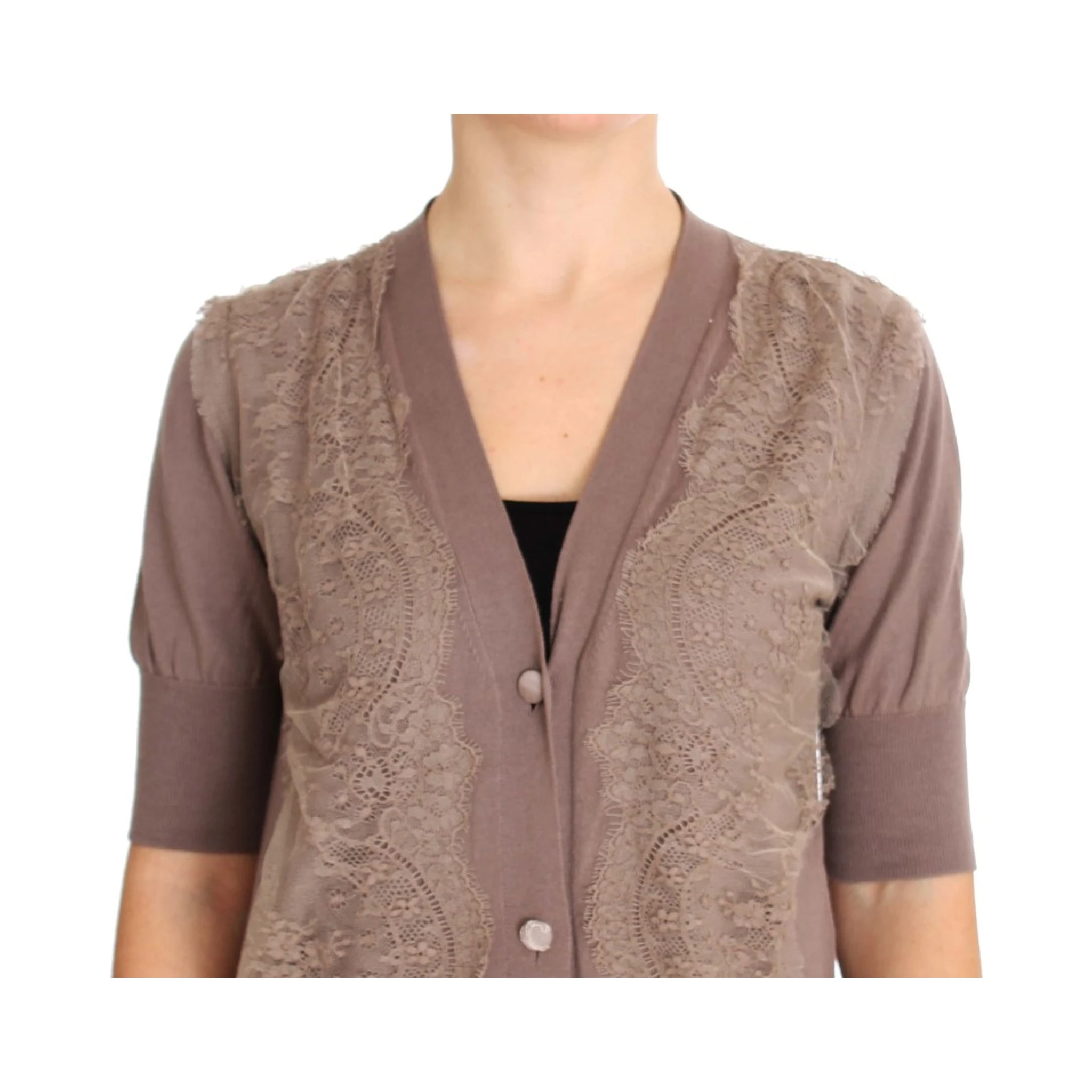 Purple Lace Cotton Cardigan Sweater