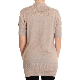 Pink Lace Cotton Cardigan Sweater