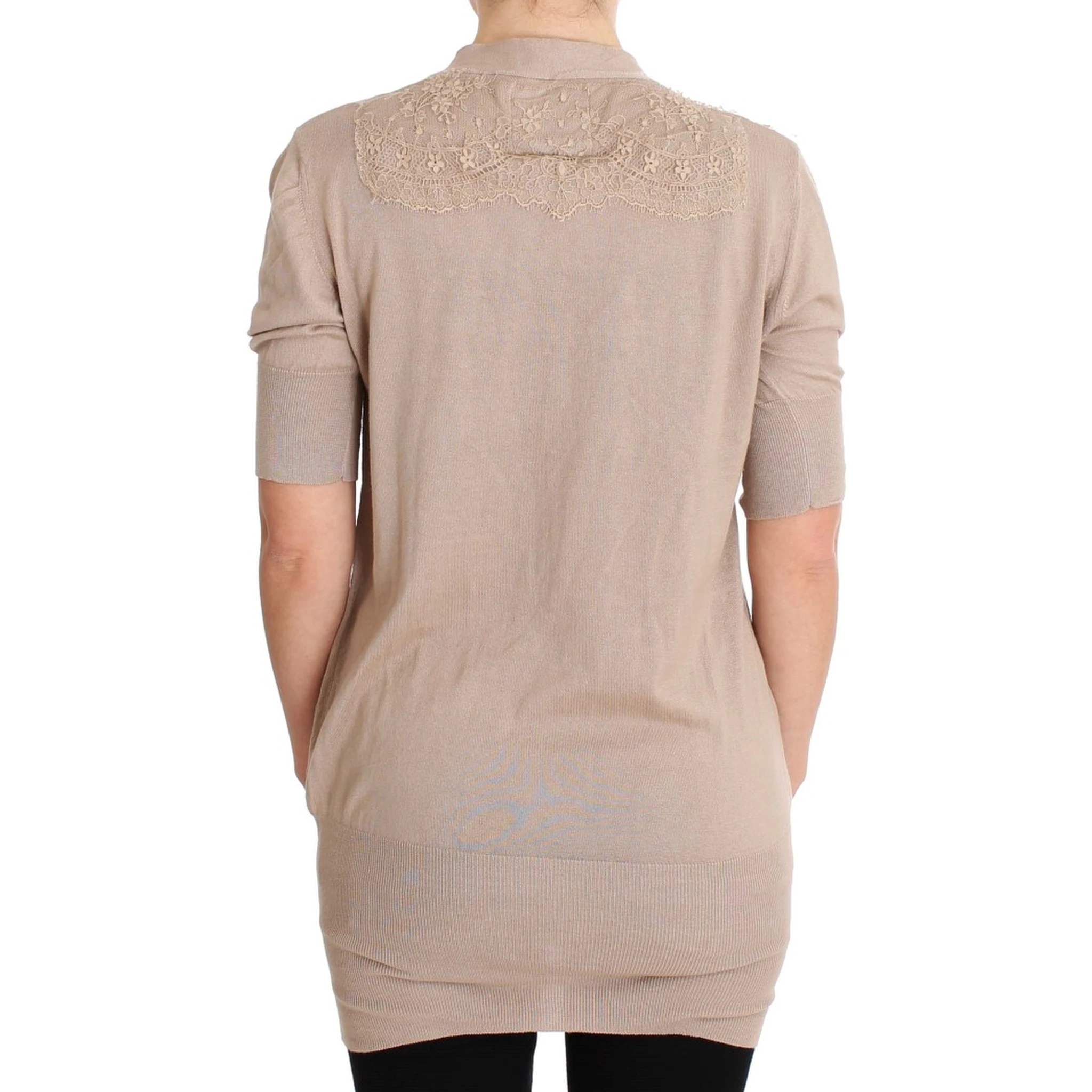 Pink Lace Cotton Cardigan Sweater