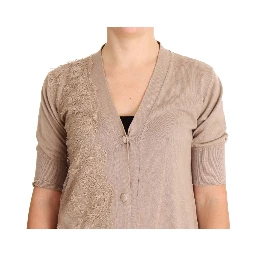 Pink Lace Cotton Cardigan Sweater