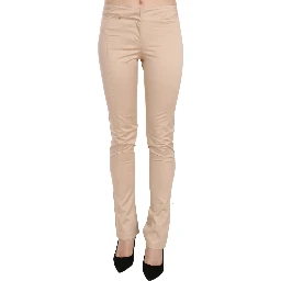 Cream Low Waist Skinny Formal Trousers Pants