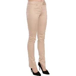 Cream Low Waist Skinny Formal Trousers Pants
