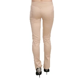 Cream Low Waist Skinny Formal Trousers Pants