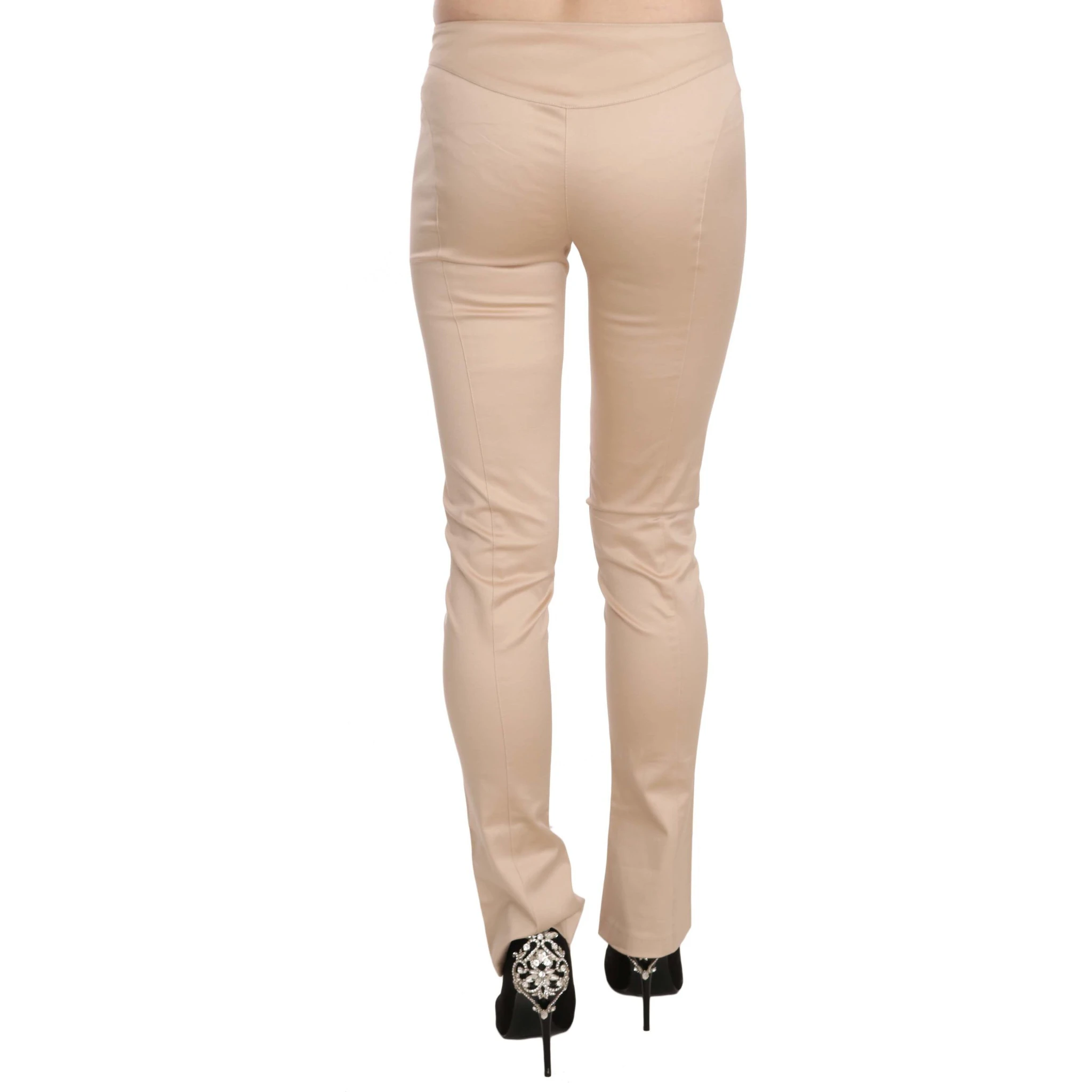 Cream Low Waist Skinny Formal Trousers Pants