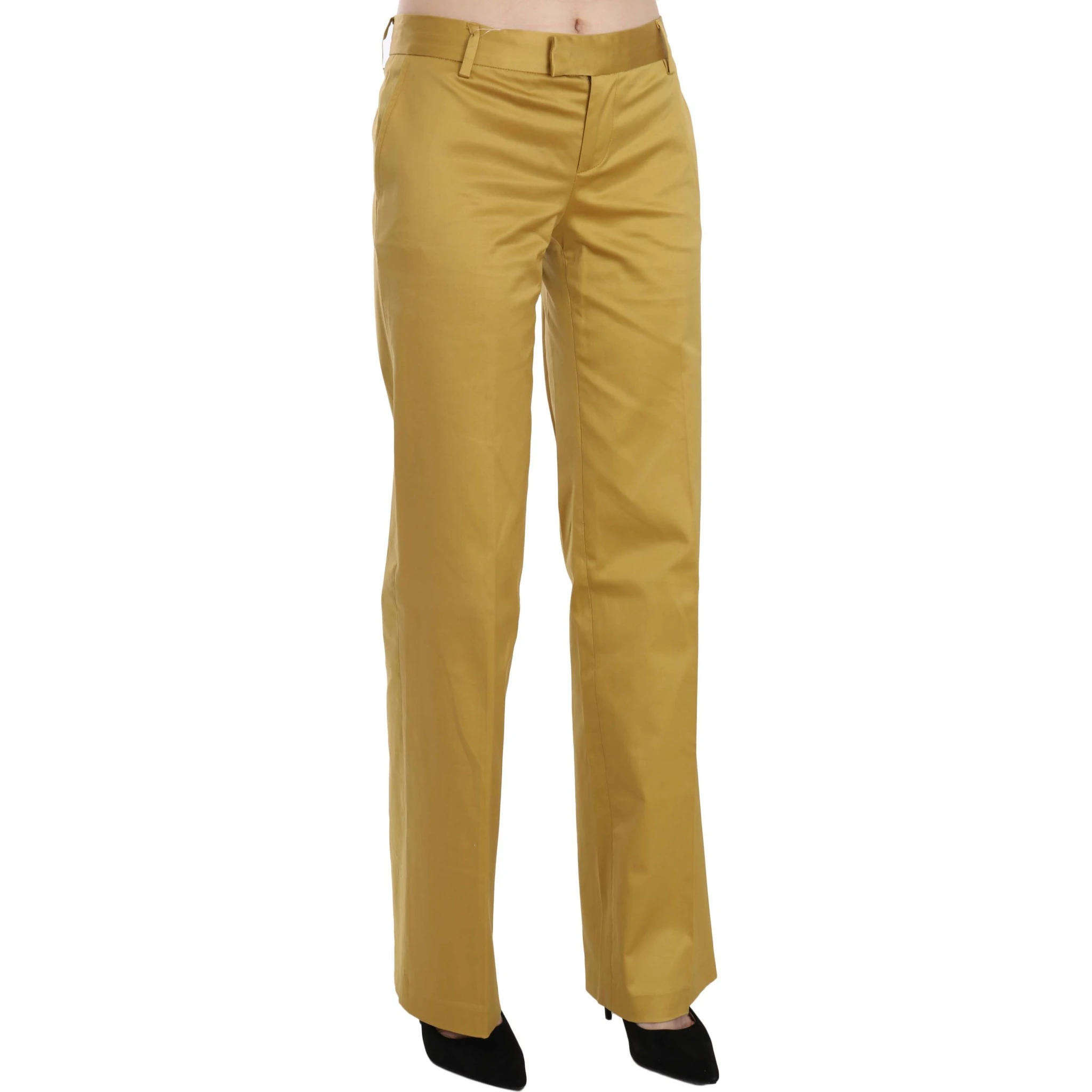 Mustard Yellow Straight Formal Trousers Pants