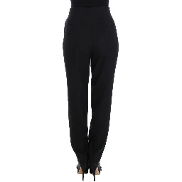 Black High Waist Straight Slim Dress Pants
