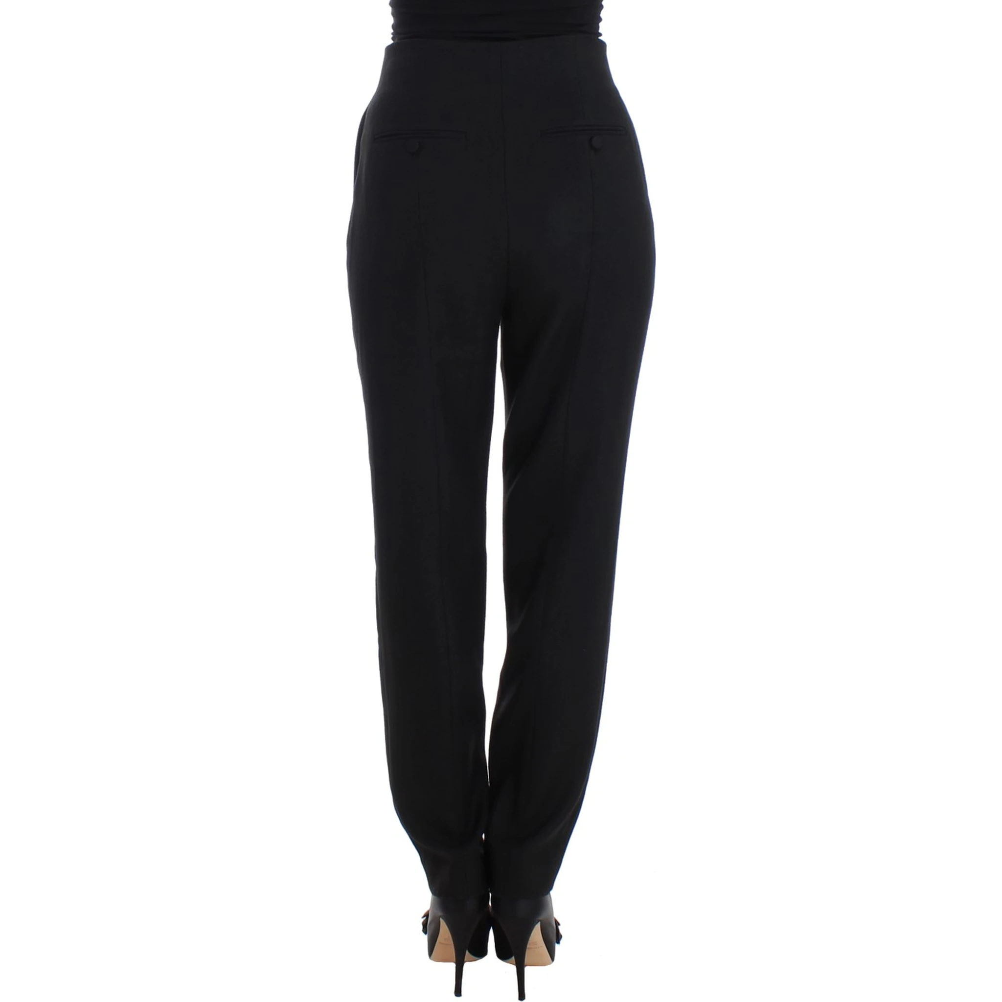 Black High Waist Straight Slim Dress Pants