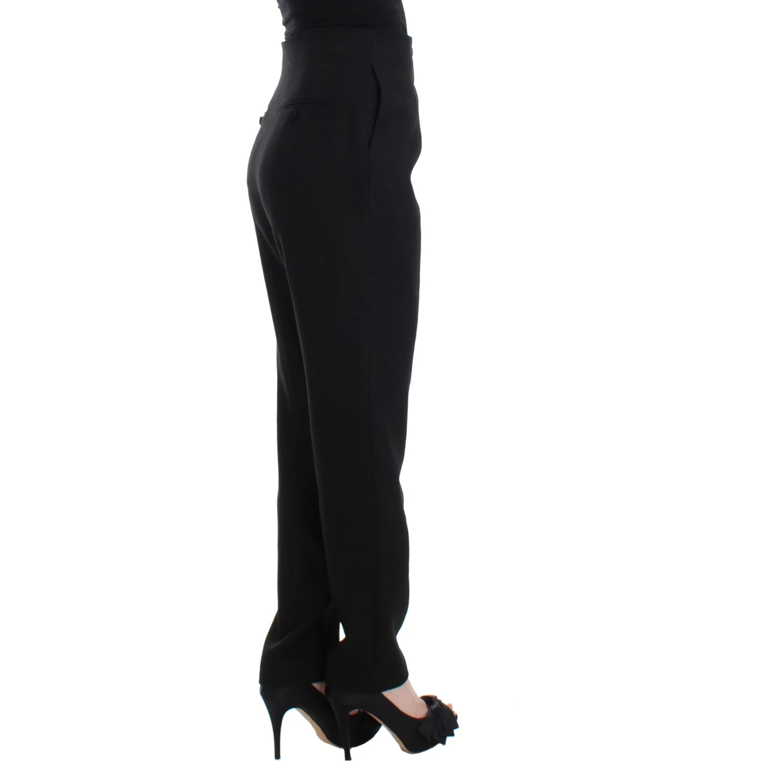 Black High Waist Straight Slim Dress Pants