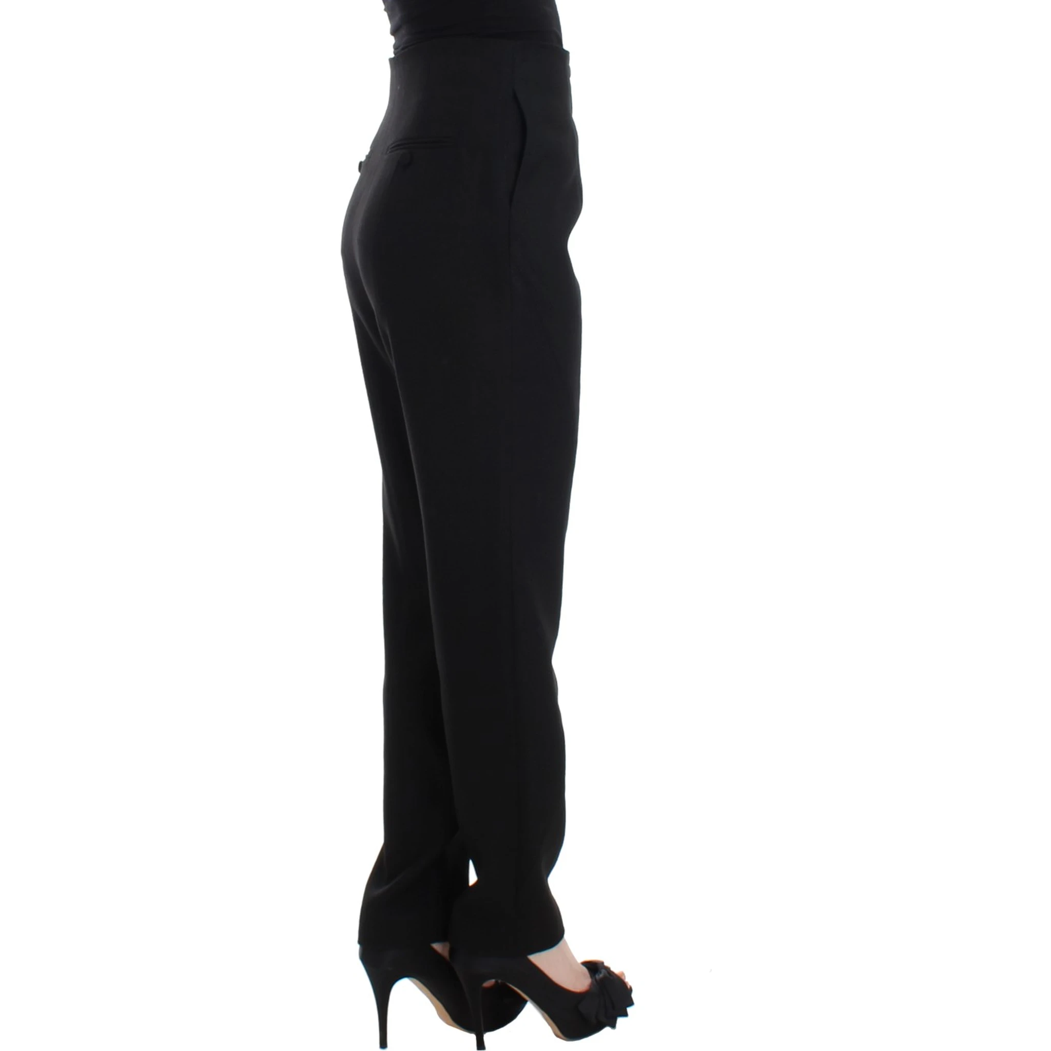 Black High Waist Straight Slim Dress Pants