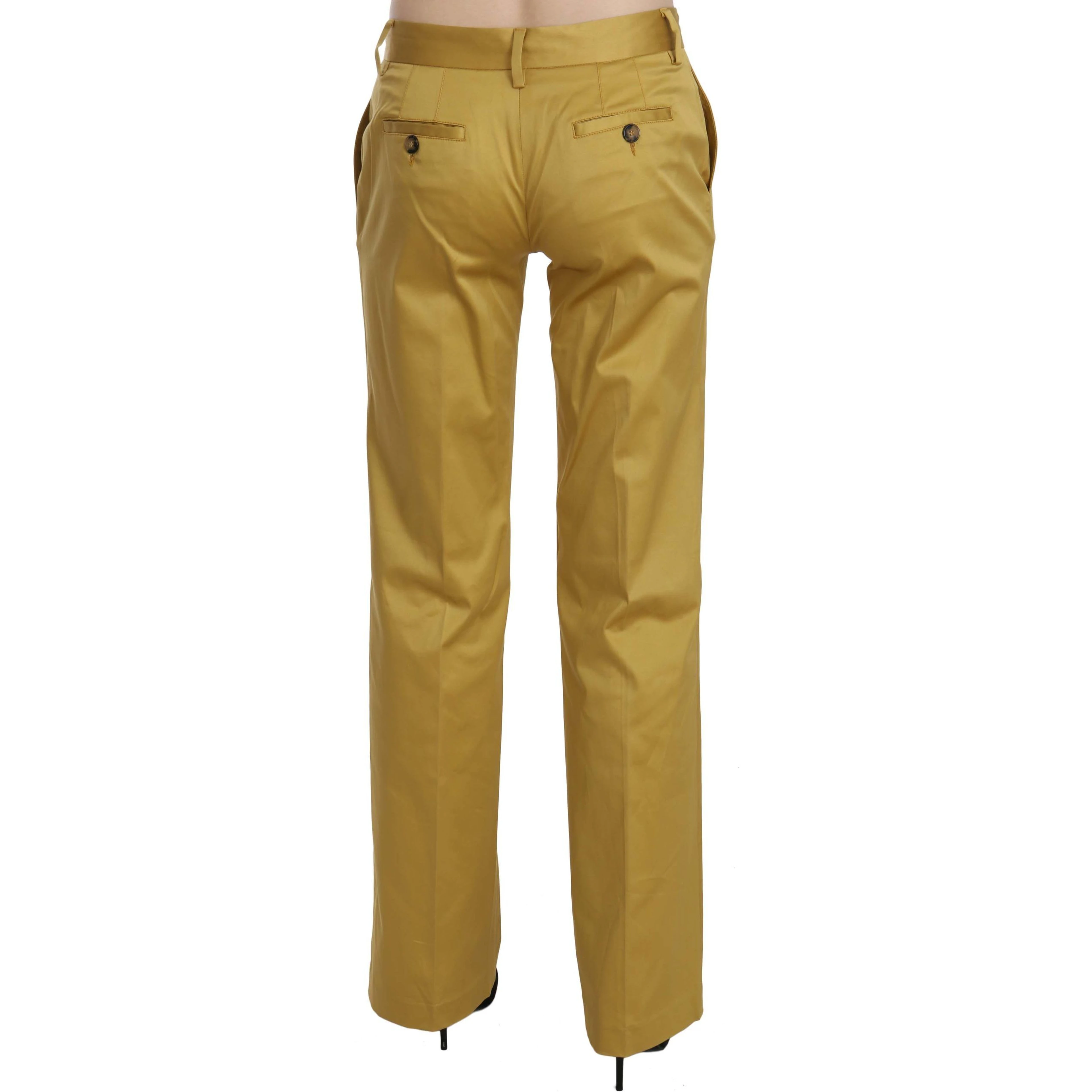 Mustard Yellow Straight Formal Trousers Pants