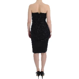 Black Strapless Embellished Pencil Dress