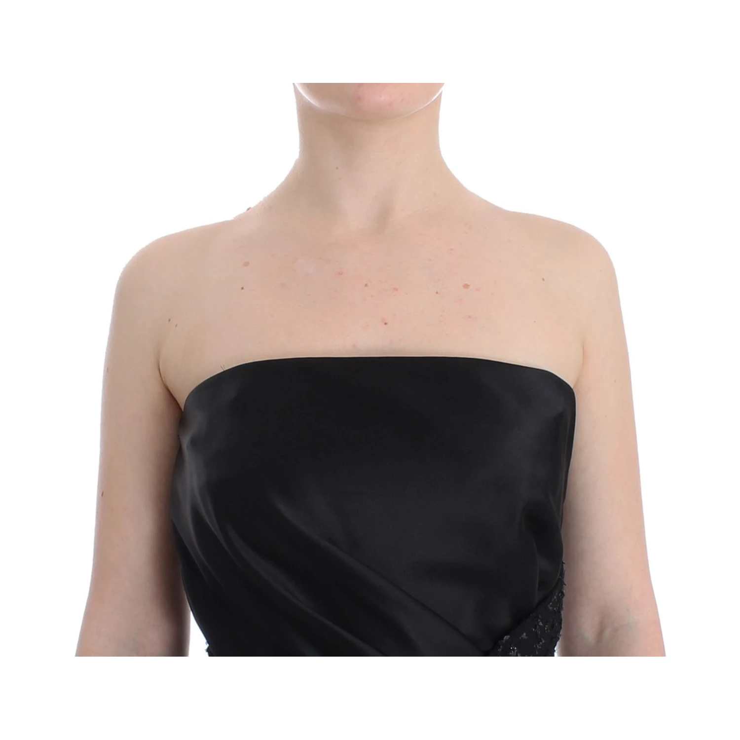 Black Strapless Embellished Pencil Dress