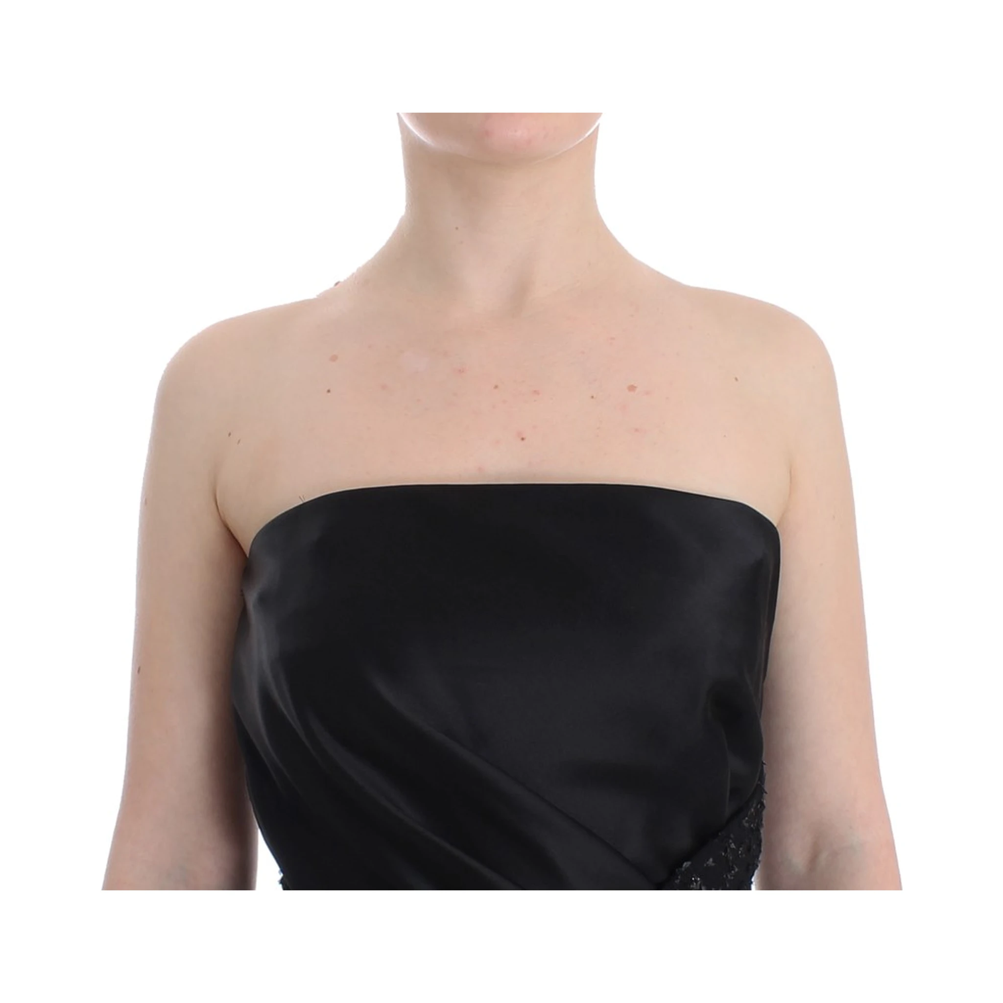 Black Strapless Embellished Pencil Dress