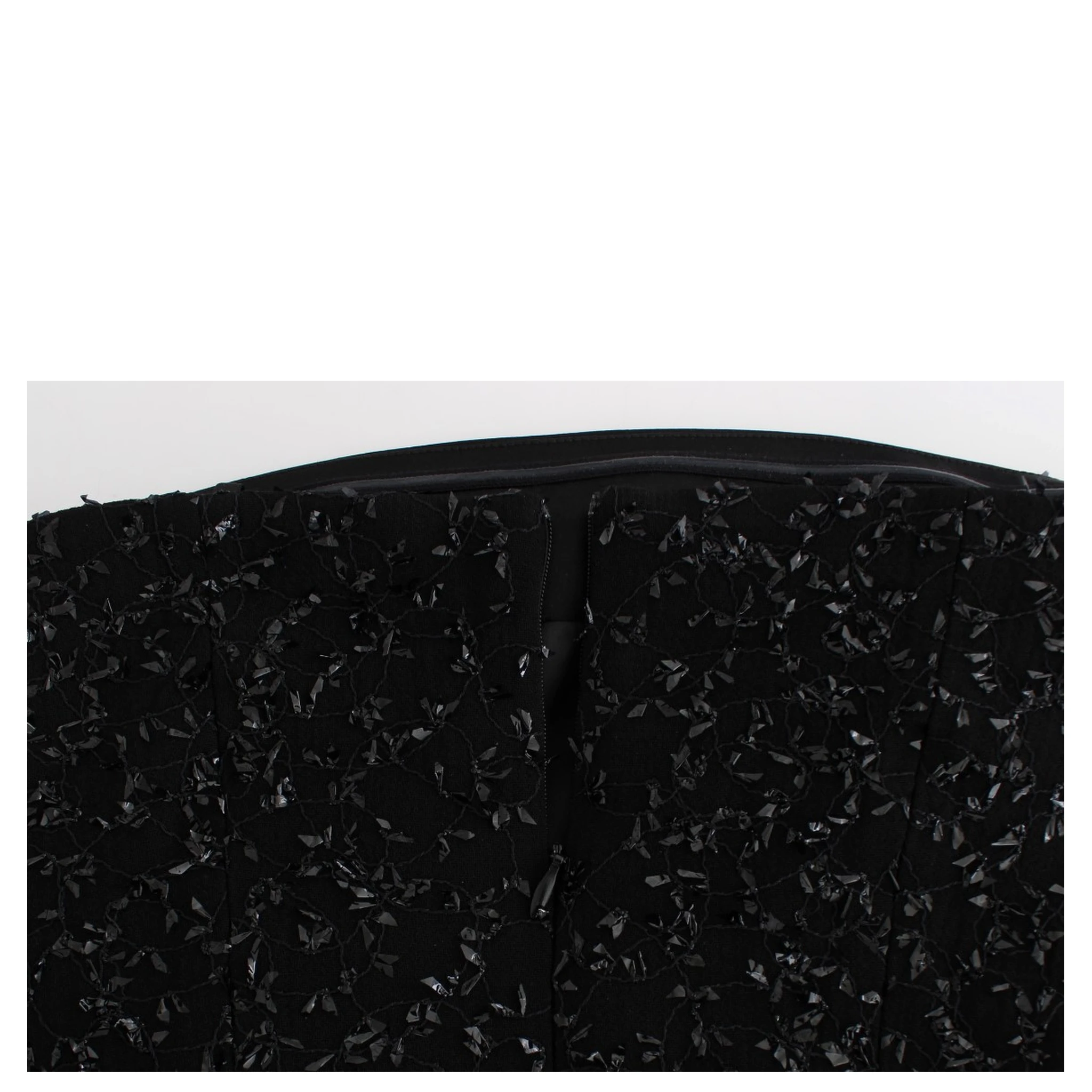 Black Strapless Embellished Pencil Dress