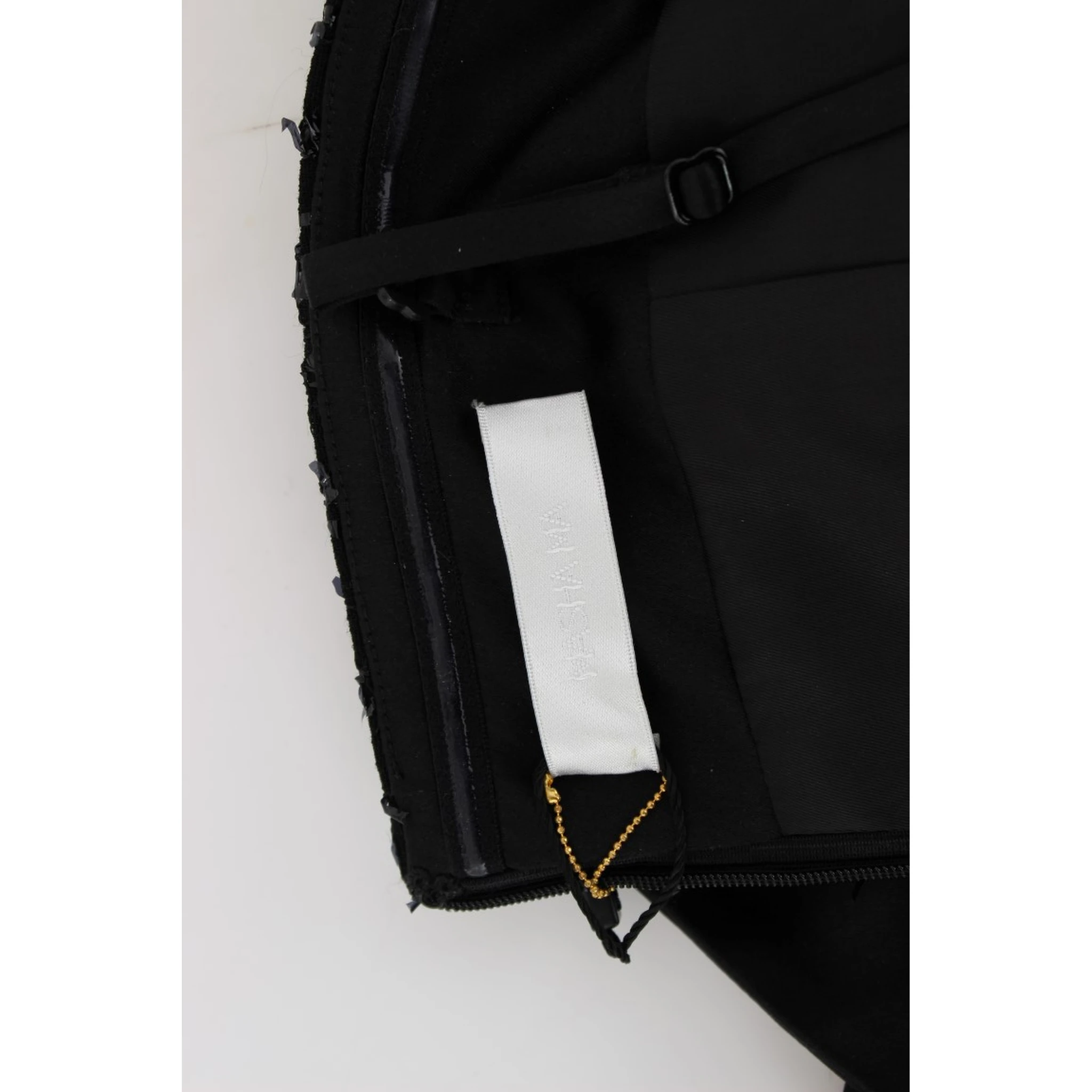 Black Strapless Embellished Pencil Dress