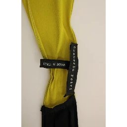 Black Yellow Silk Shift Sheath Coctail Dress