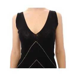 Black White Low V Neck Knitted Cocktail Dress