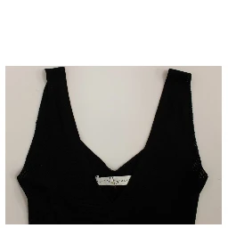 Black White Low V Neck Knitted Cocktail Dress