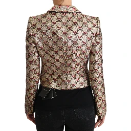 Gold Floral Sequined Blazer Coat Jacket